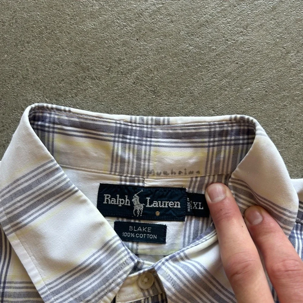 Vintage 90s Polo Ralph Lauren Blake Shirt Mens XL Plaid Short Sleeve Button Down